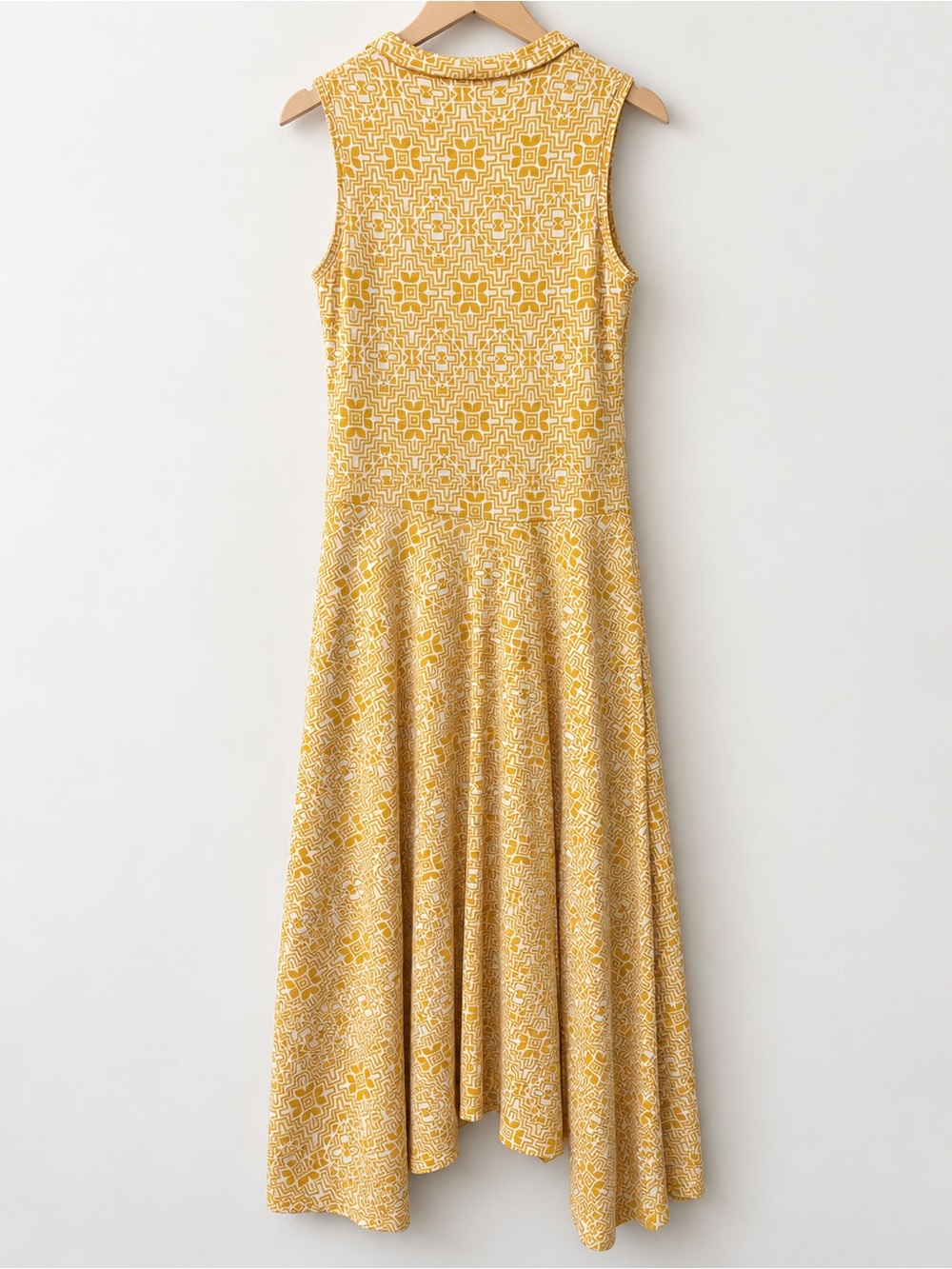 Maeve Anthropologie Mustard Geometric Midi Dress XXS Pockets